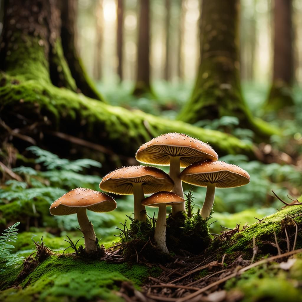 Lush Forest Mushrooms in Macro Nature Photography