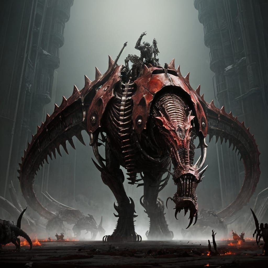 Biomechanical Rib Mech in Gustave Doré Style