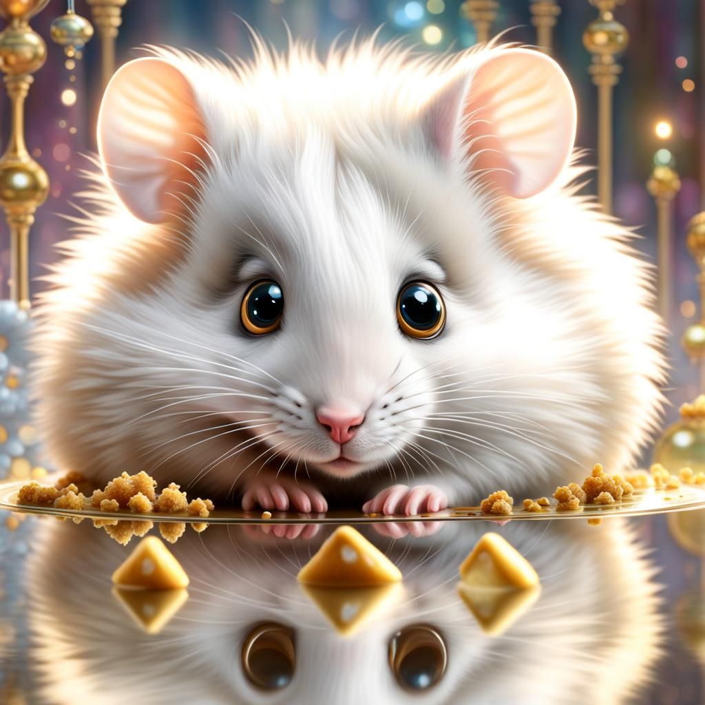 Cute Hamster with Shiny Eyes in Fantasy Style