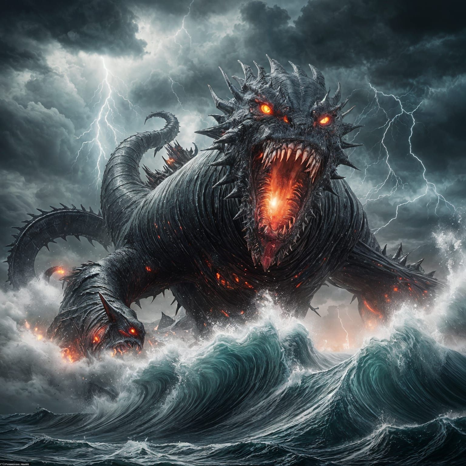 Colossal Sea Monster Attacks Ships in Stormy Seas