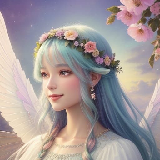 Smiling Pixie Portrait in Whimsical Fantasy Art