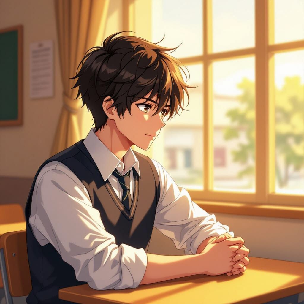 Anime Male Character in Sunlight, Noizi Ito Style