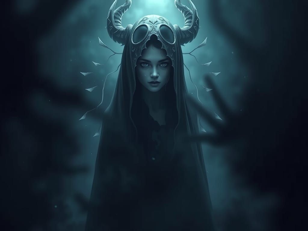 Mysterious Woman in Dark Fantasy Cinematic Style