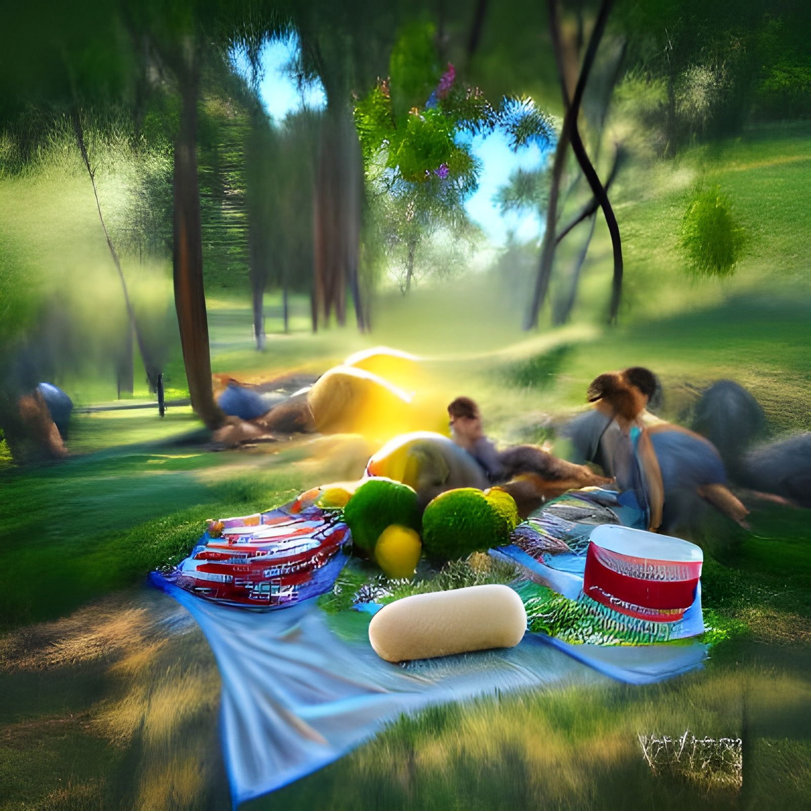 Hyperrealistic Summer Picnic in Volumetric Lighting