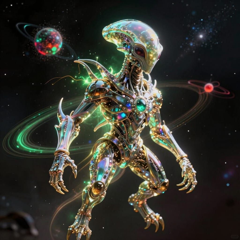 Hyperrealistic Alien Crystal Creature NFT Design