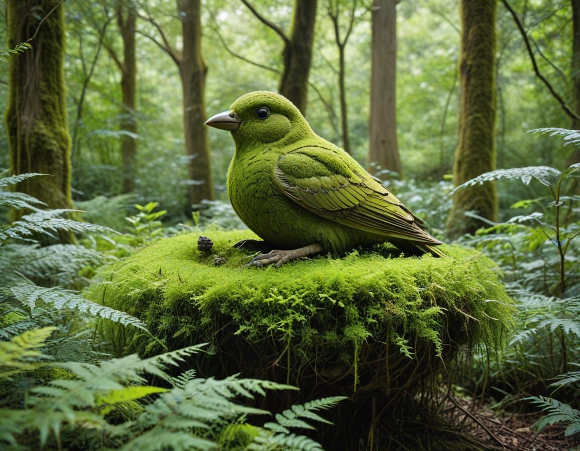 Mossy Sculpture Park Transformed by Nature