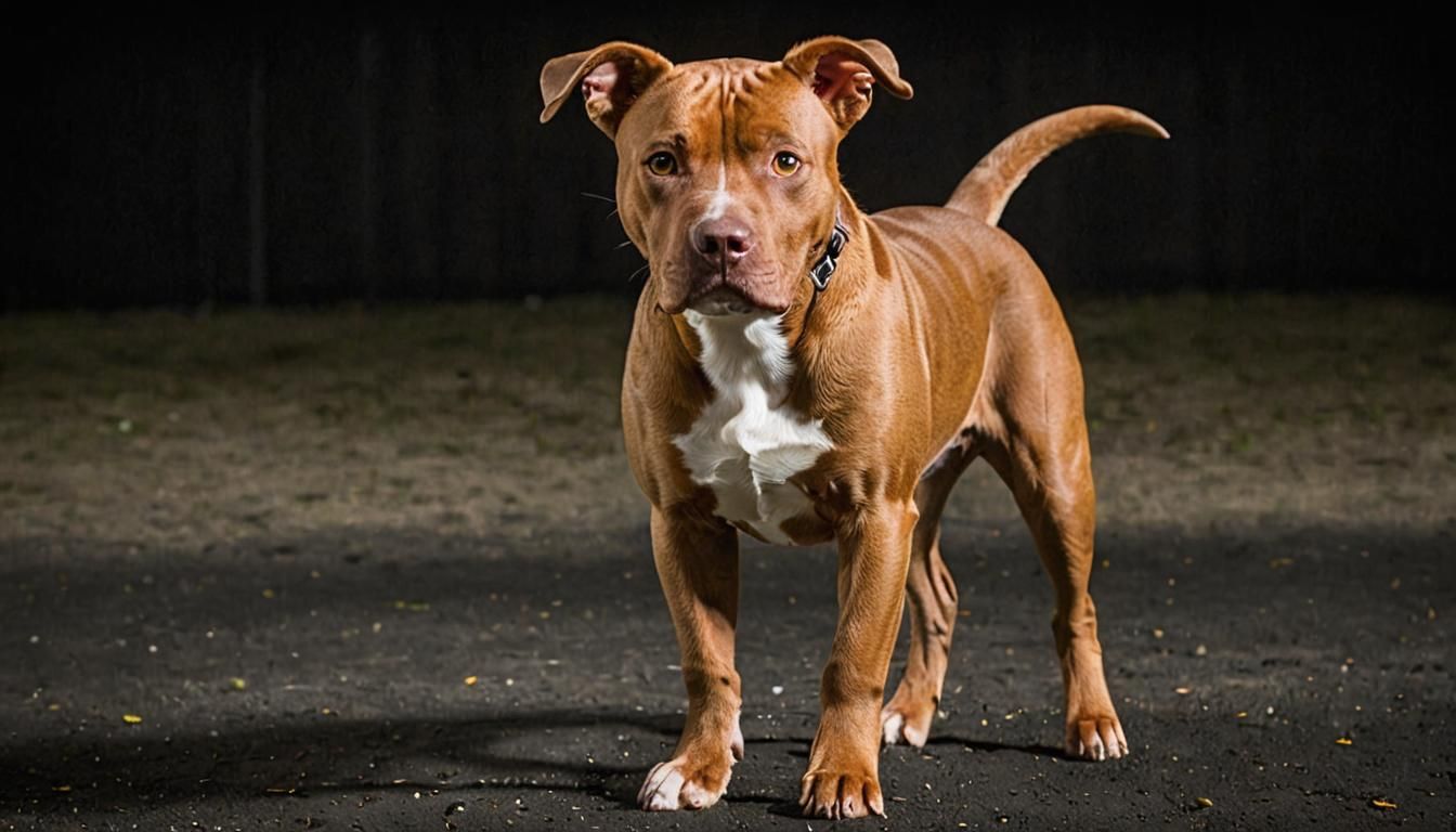 Fierce Red-Nosed Pitbull Portrait in Minimalist Style
