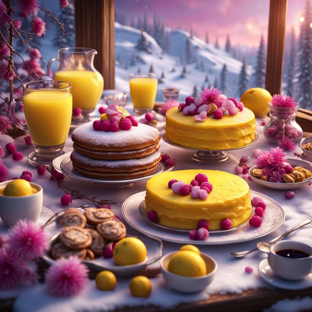 Luxurious Winter Breakfast in Vivid Colors