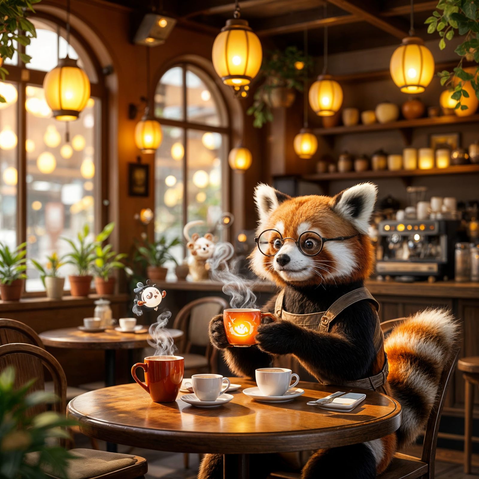 Magical Cozy Cafe with Sprite Coffee Steam