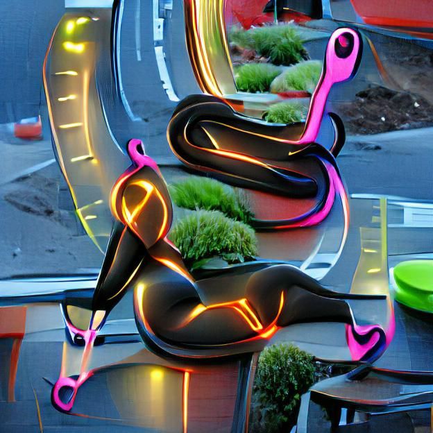 Stretched Neon Curves in Bright Colors