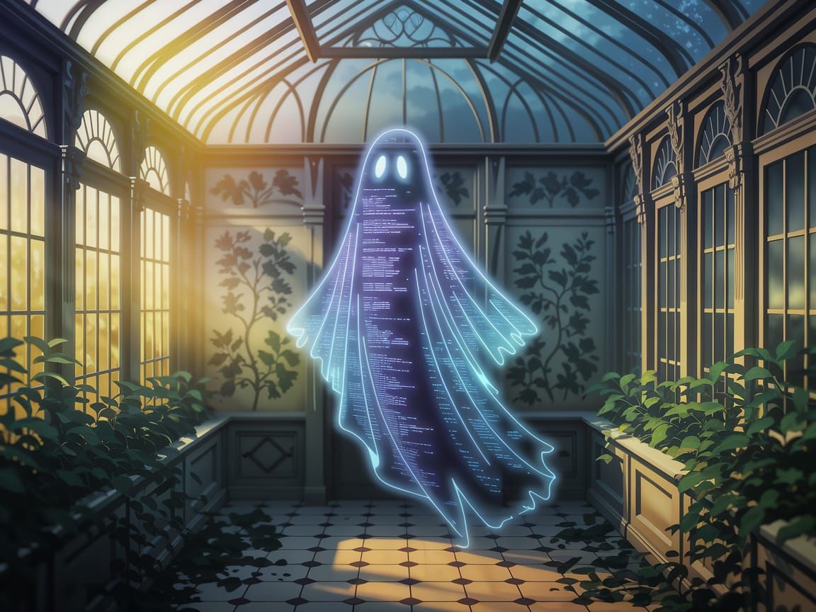 Spectral Code Ghost in Anime Style Conservatory