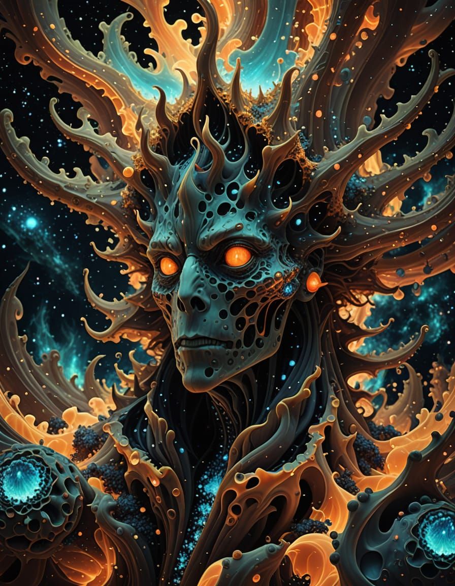 Mandelbrot 3D Fractal Vortex with Bioluminescent Lighting