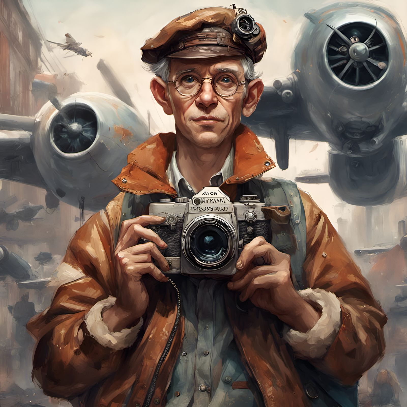 Glamorous Photographer Portrait in Digital Illustration Styl...
