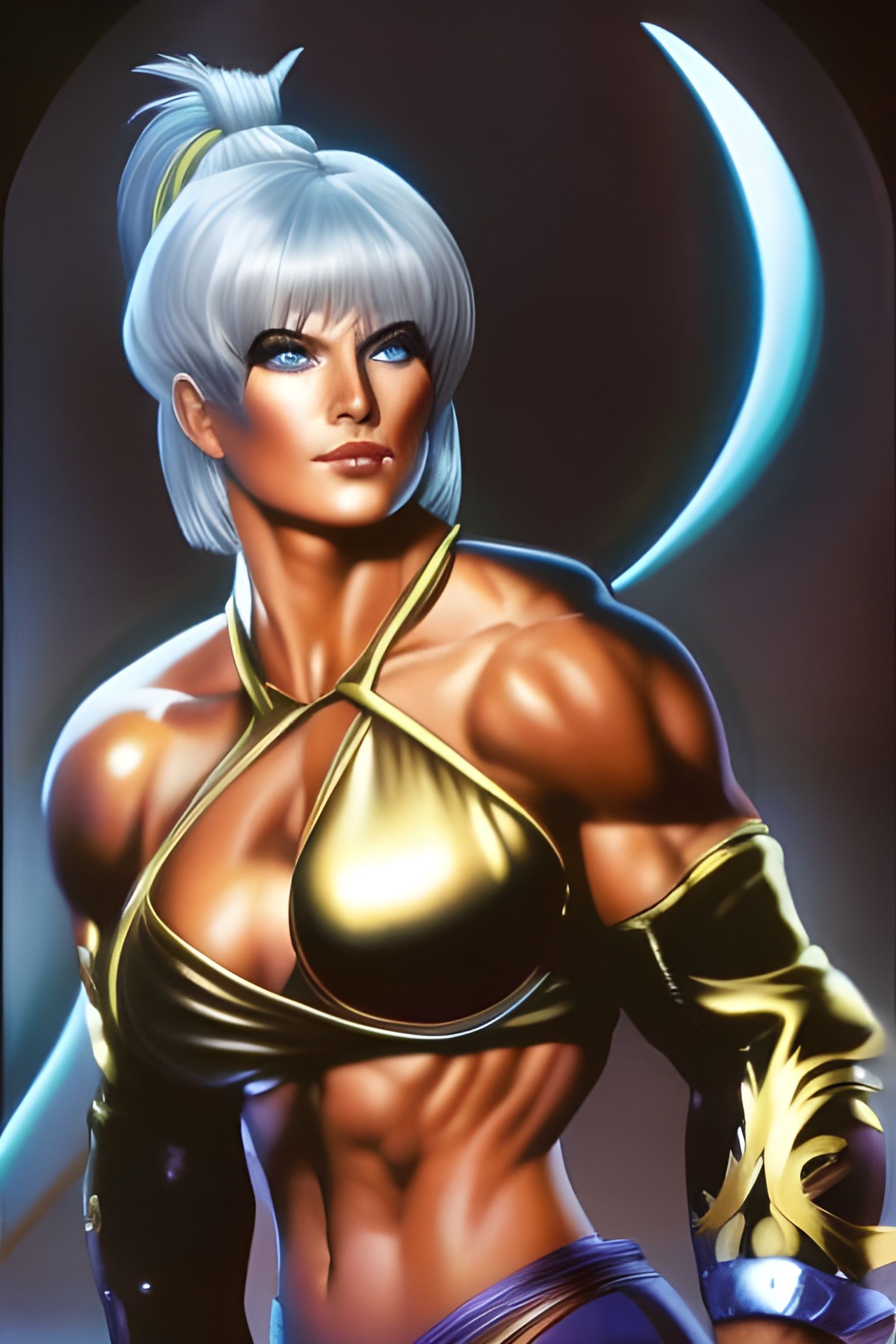 Female Bodybuilder as 80's Arcade Game Character