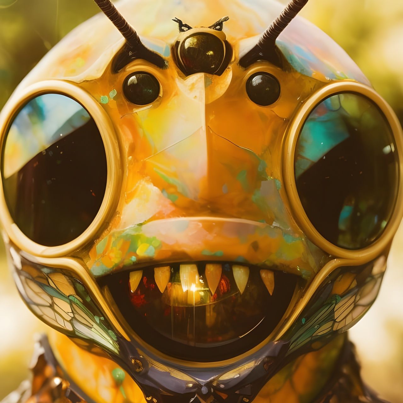 Stained Glass Bee Portrait in Borderlands Style