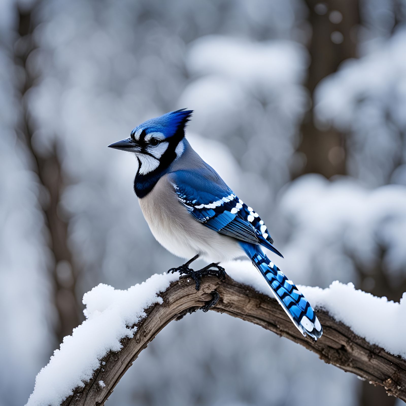 Bluejay on Icy Branch: A Winter Close-Up