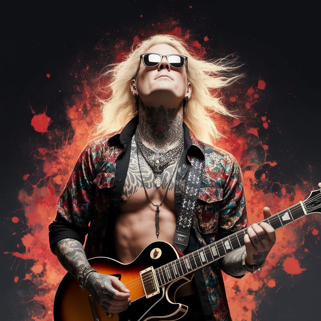 Rockstar in a Dramatic Pose, Blowing in the Wind