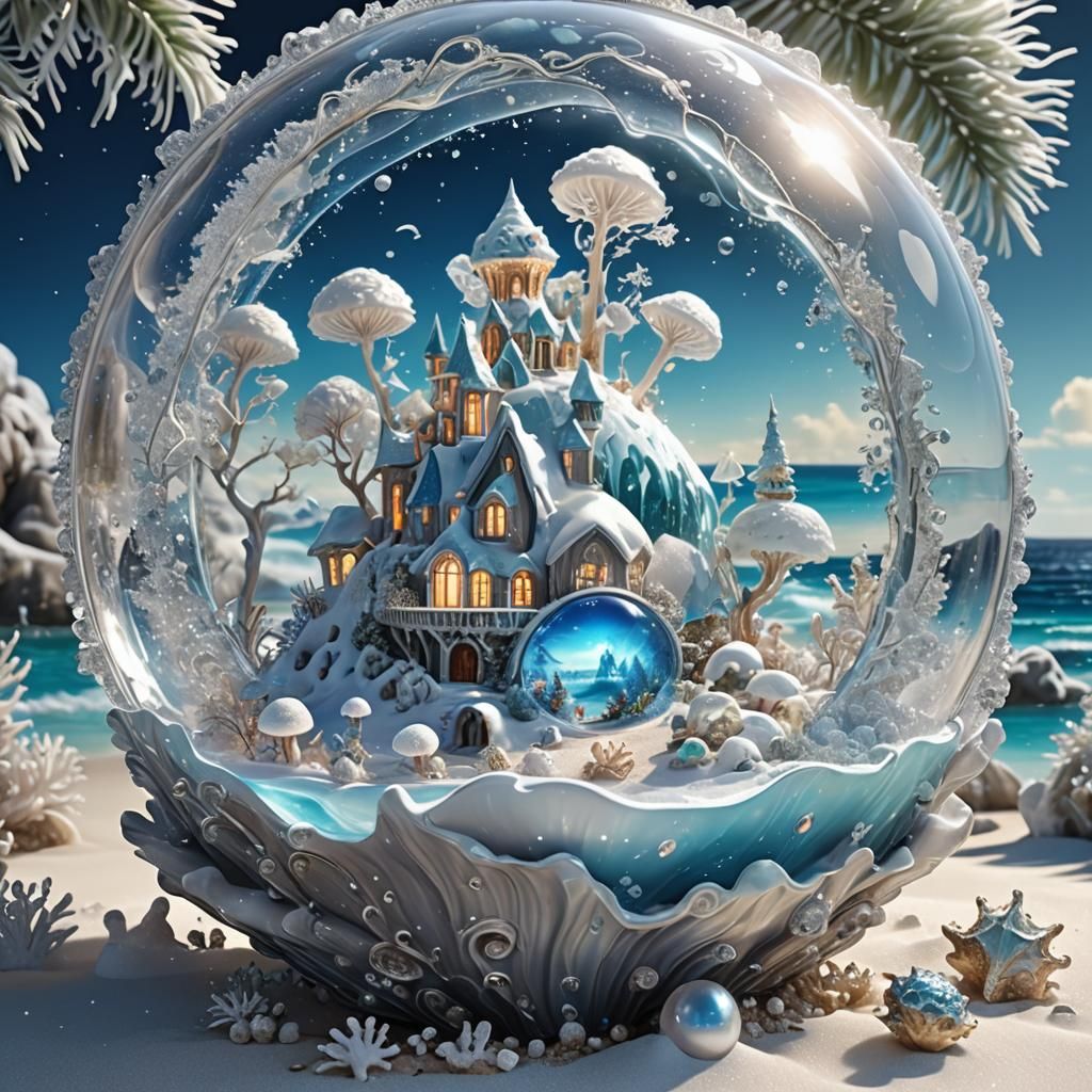 A Crystal, ￼Clear glasses snowball with lots of snow Splash ...