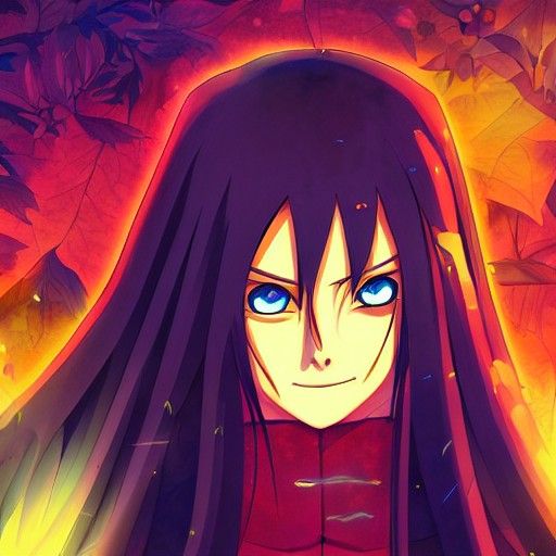 Anime Ninja Girl in Holographic Astral Illustration