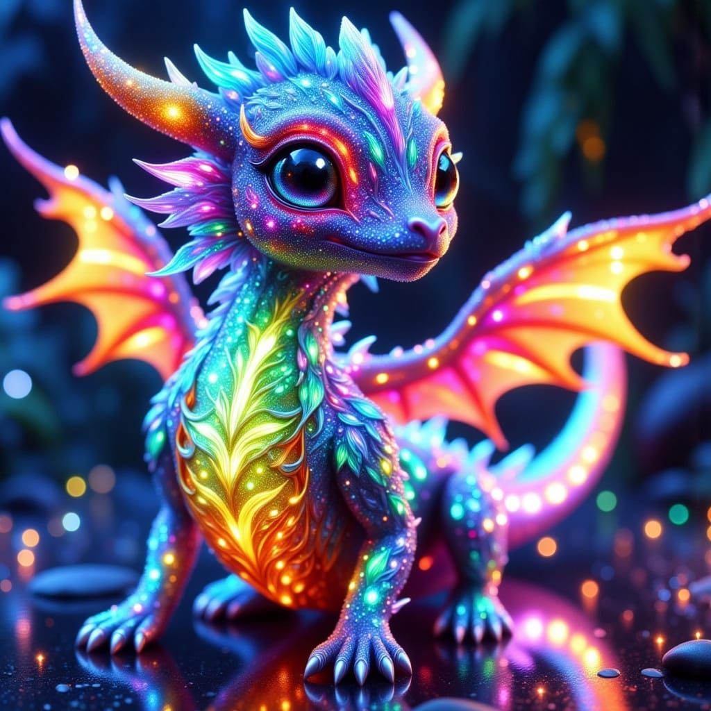 Epic Sparkly Dragon in Vibrant 35mm Film Style
