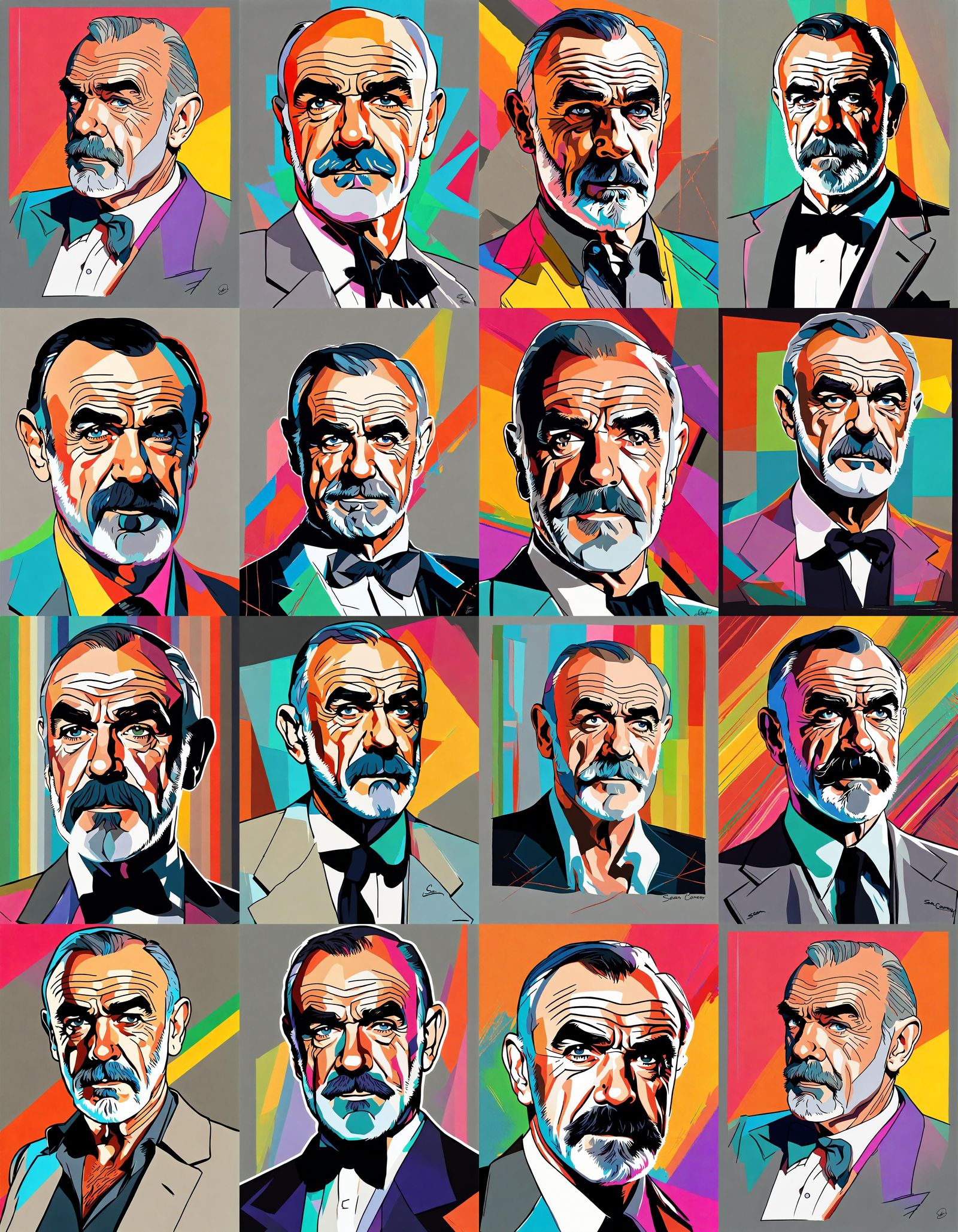 Pop Art Portrait of Sean Connery as Cartoon
