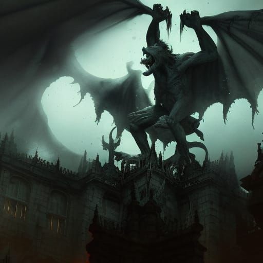 Demonic Gargoyles in Dark Fantasy Concept Art
