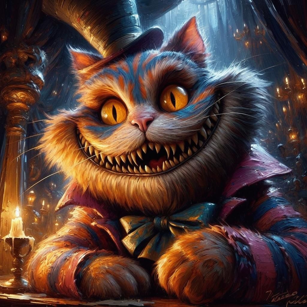 Cheshire Cat as Impasto Oil Painting