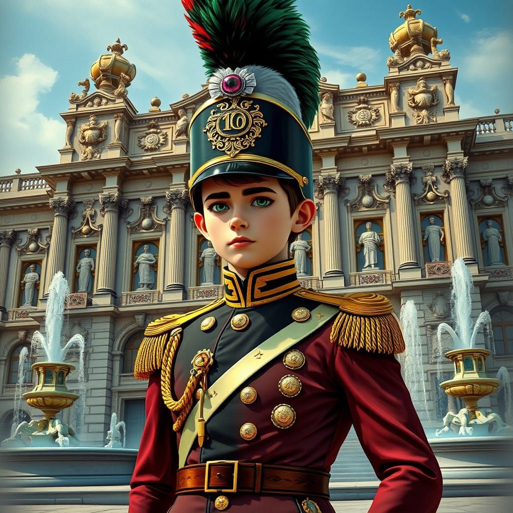 Austro-Hungarian Officer Ben 10 Stands Before Grand Baroque....