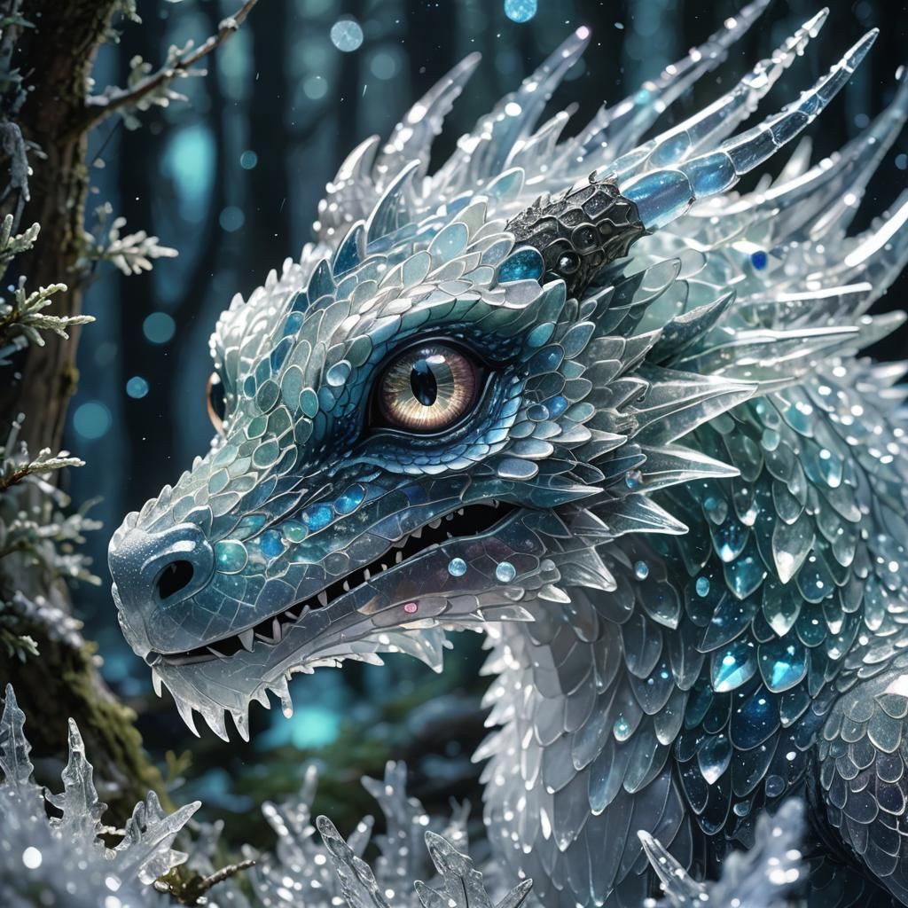 Crystal Dragon Portrait in Studio Ghibli Style