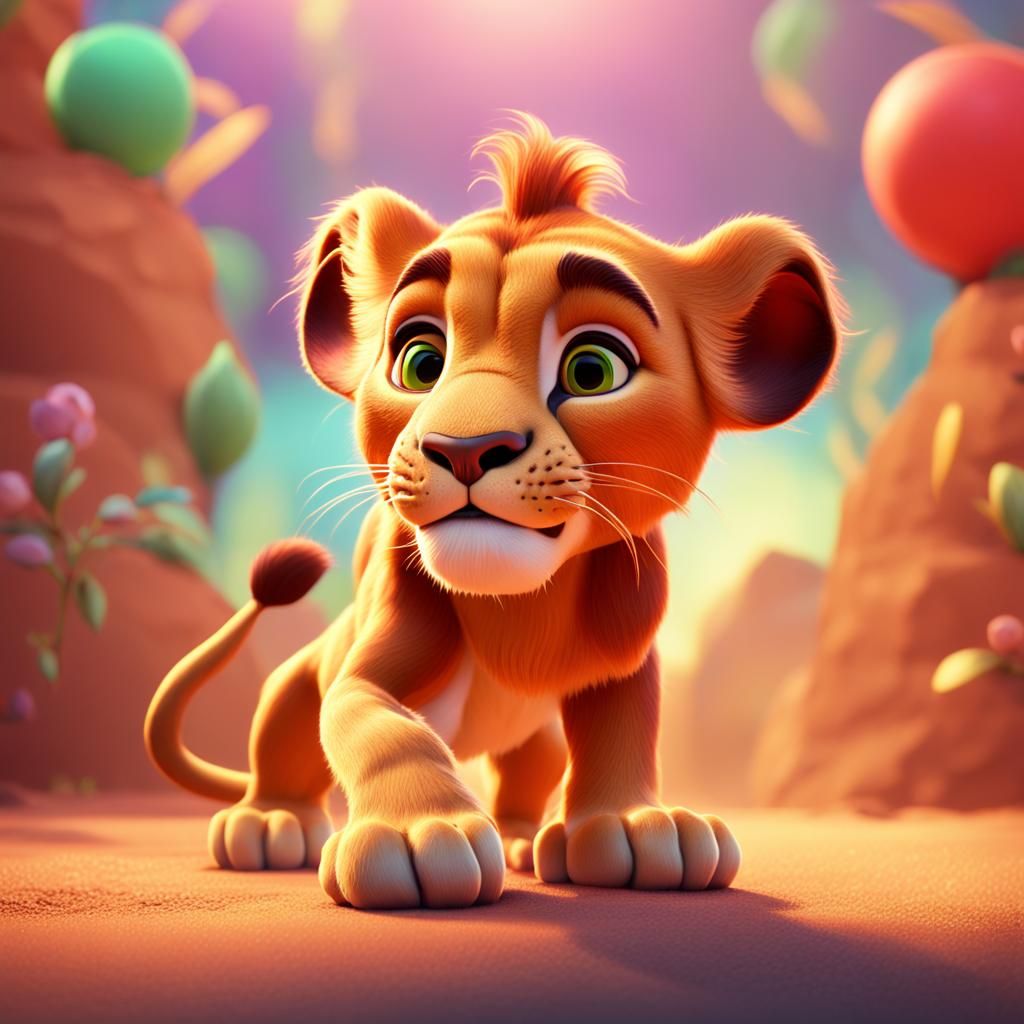 Simba in Pixar Style 3D Digital Art