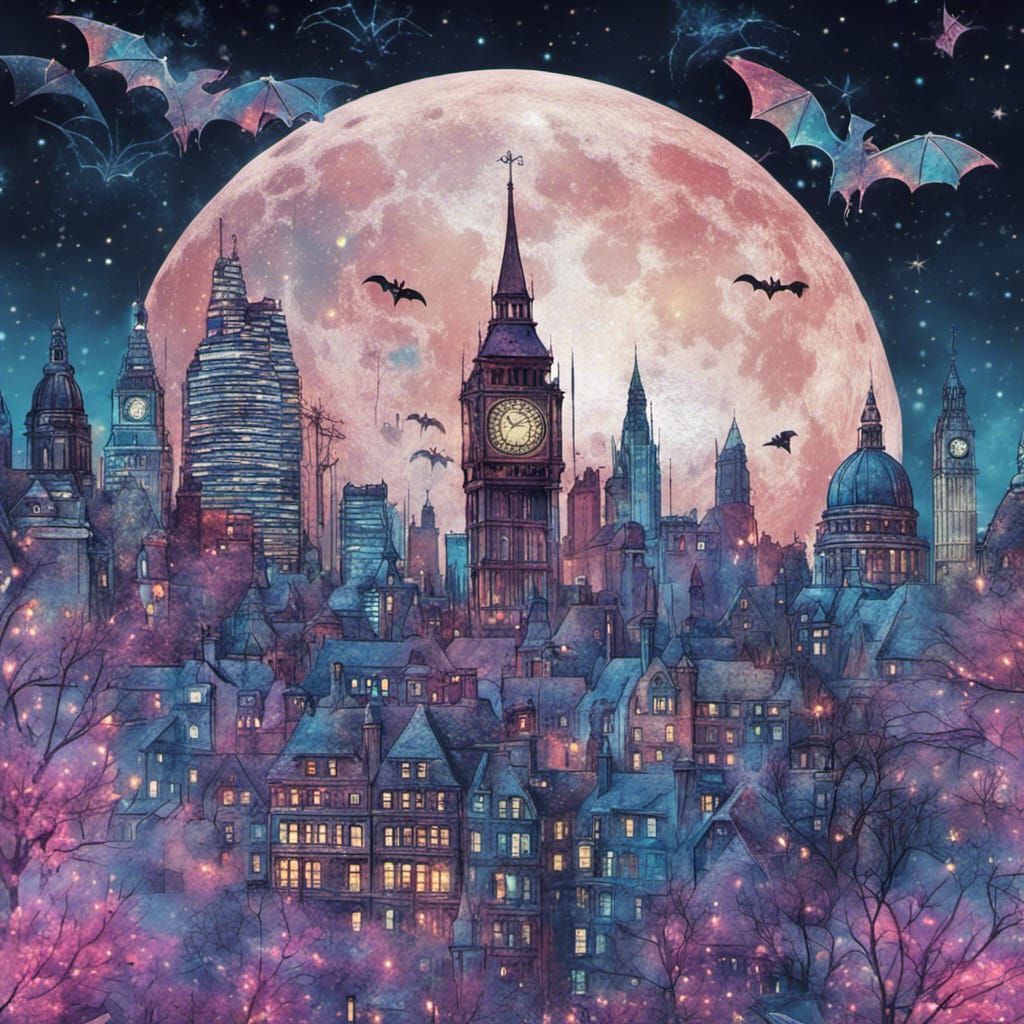 Victorian London Skyline in Mary Poppins Style