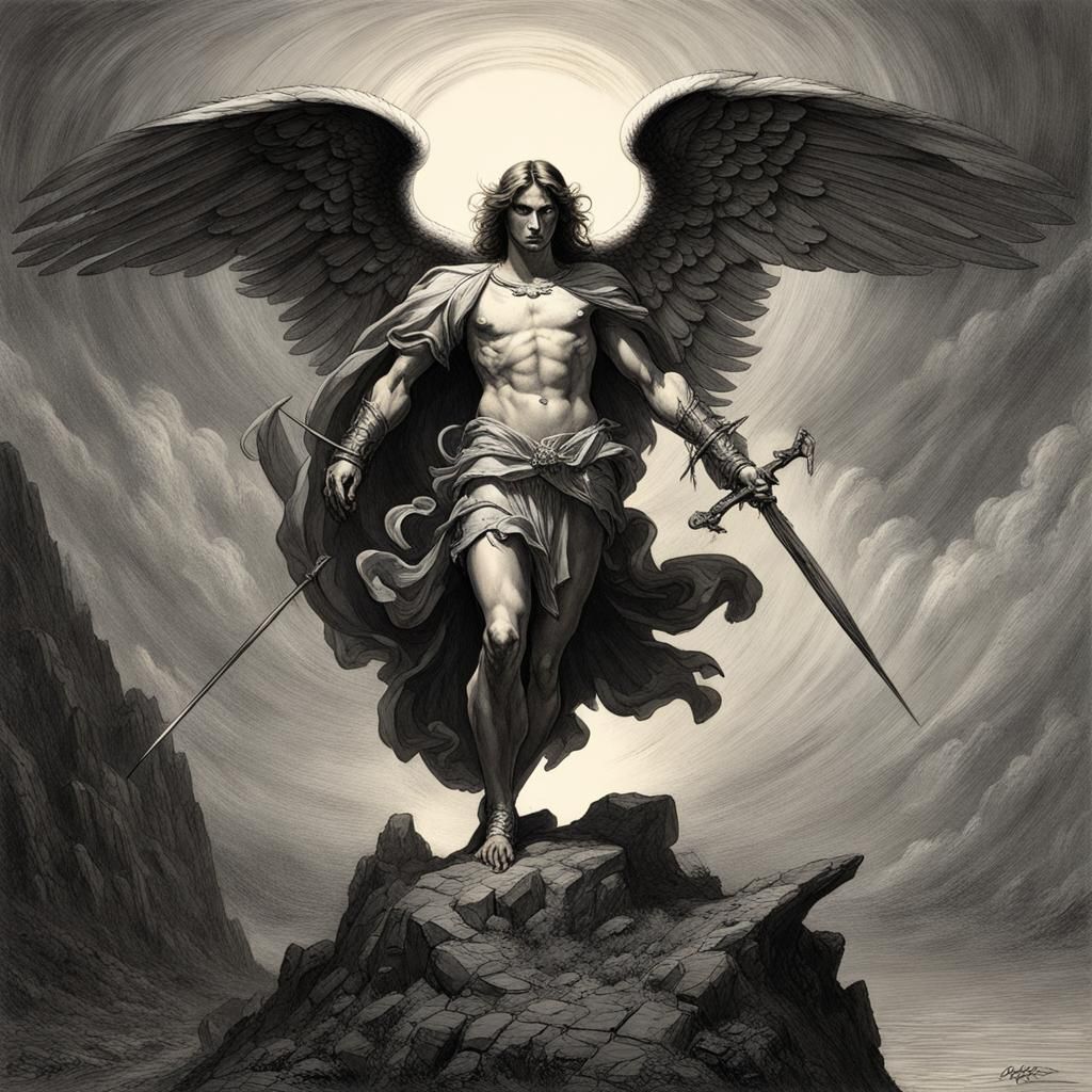 Archangel Michael in Dark Comic Book Style