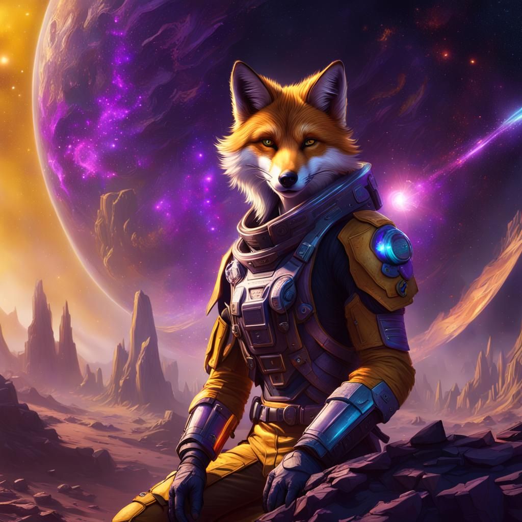 Space Fox in Dark Fantasy Style