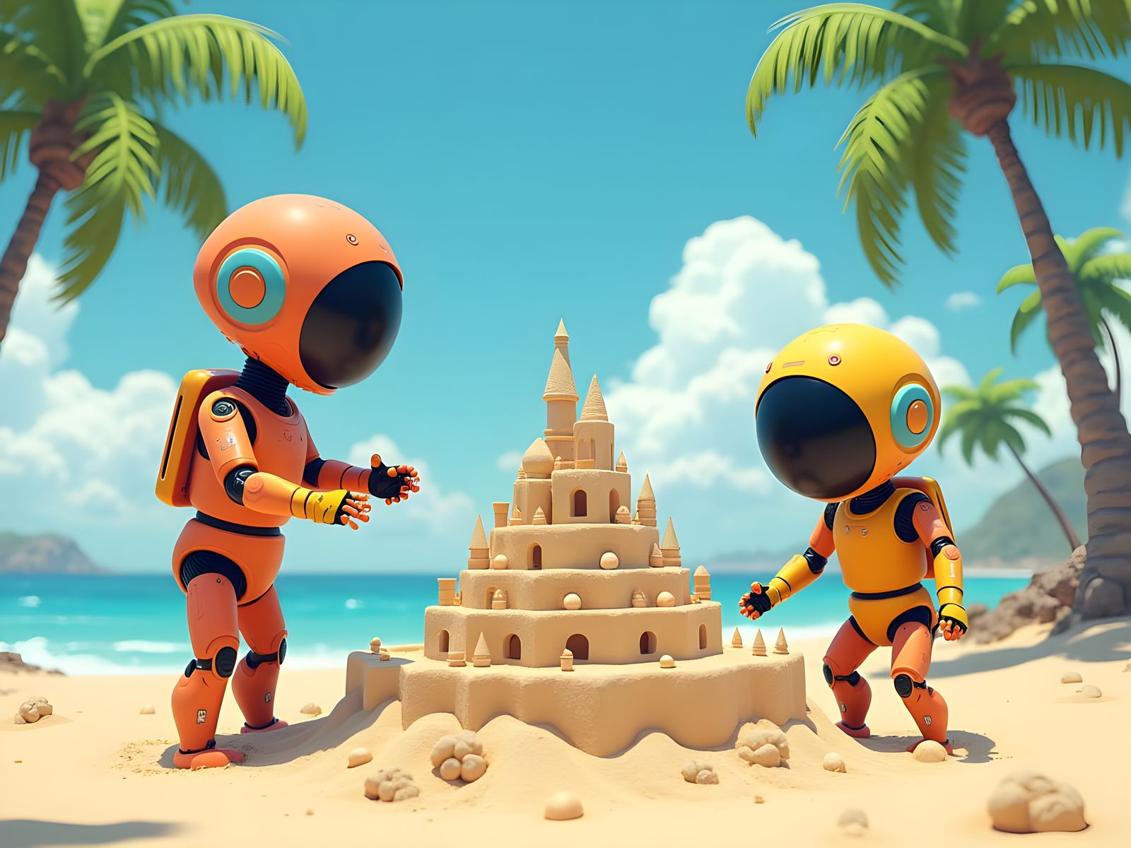 Childlike Bots Build Sandcastles on Robotic Beach