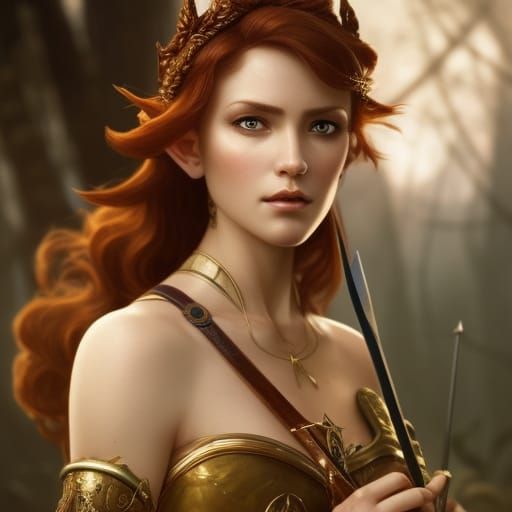 Auburn Haired Elf Princess Portrait in 8k