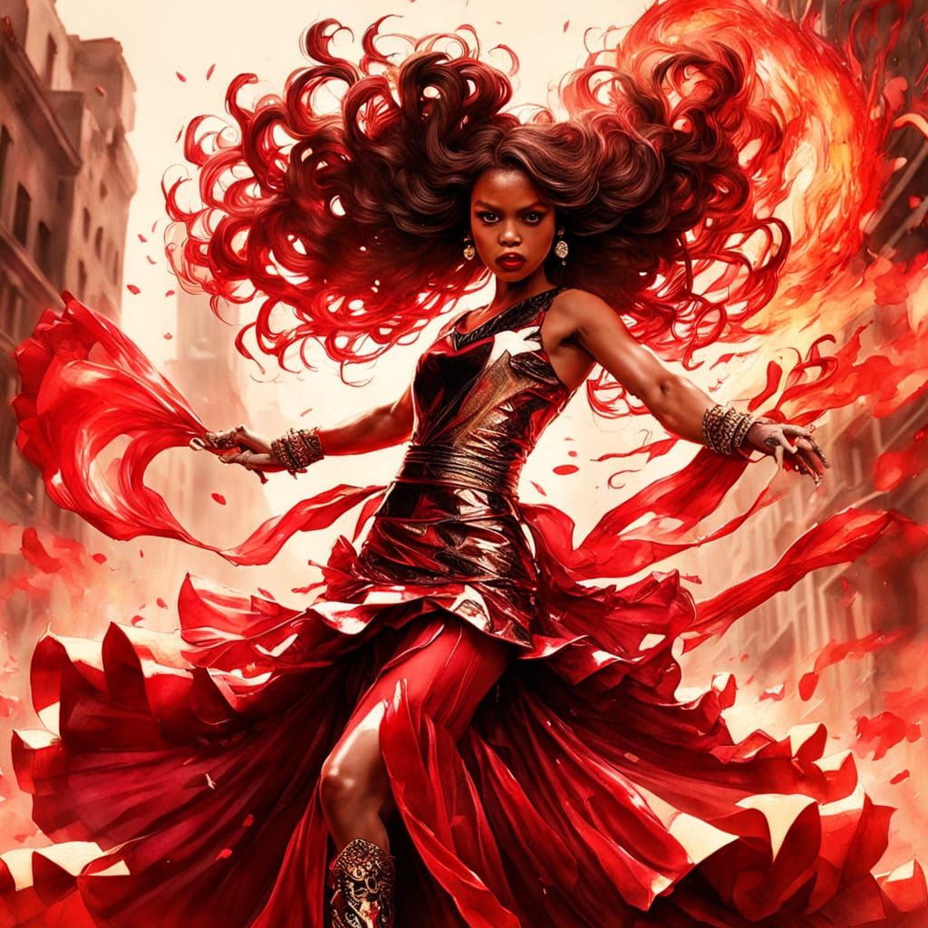 Flamenco Warrior Goddess with Bladed Fans