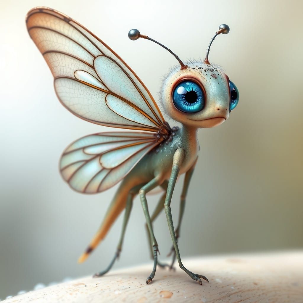 Whimsical Iridescent Creature in Lézard Style