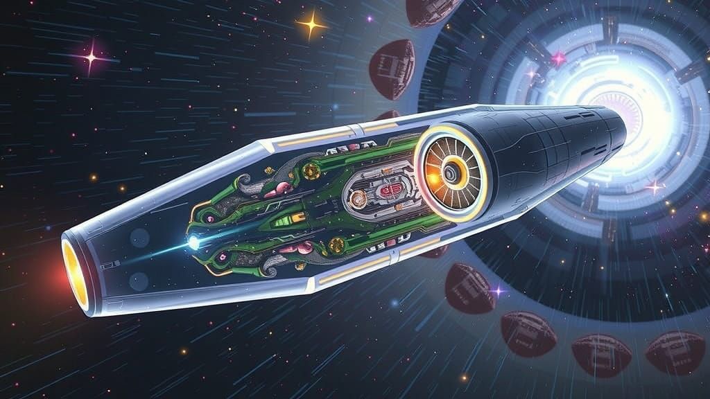 Sleek, Resplendent Interstellar Starships in Zero-Gravity Fl...