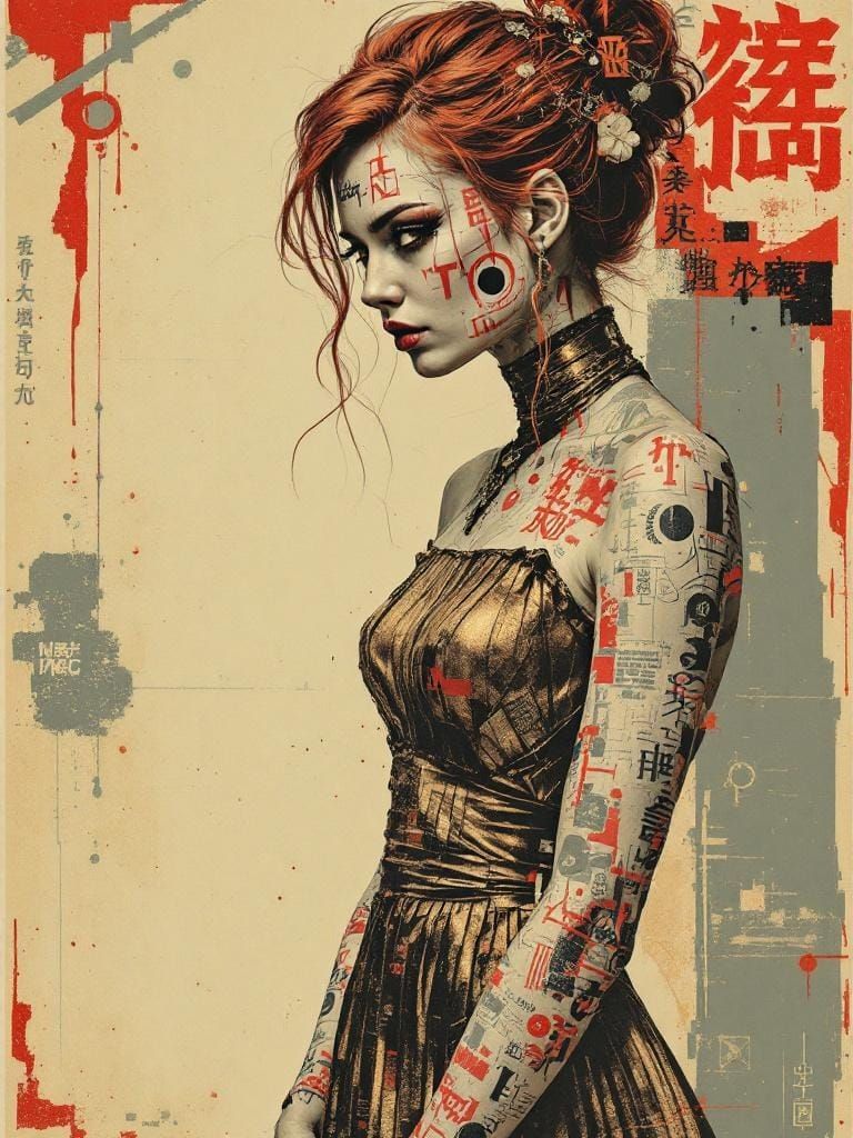 Intense Redhead Portrait in Graphic Style