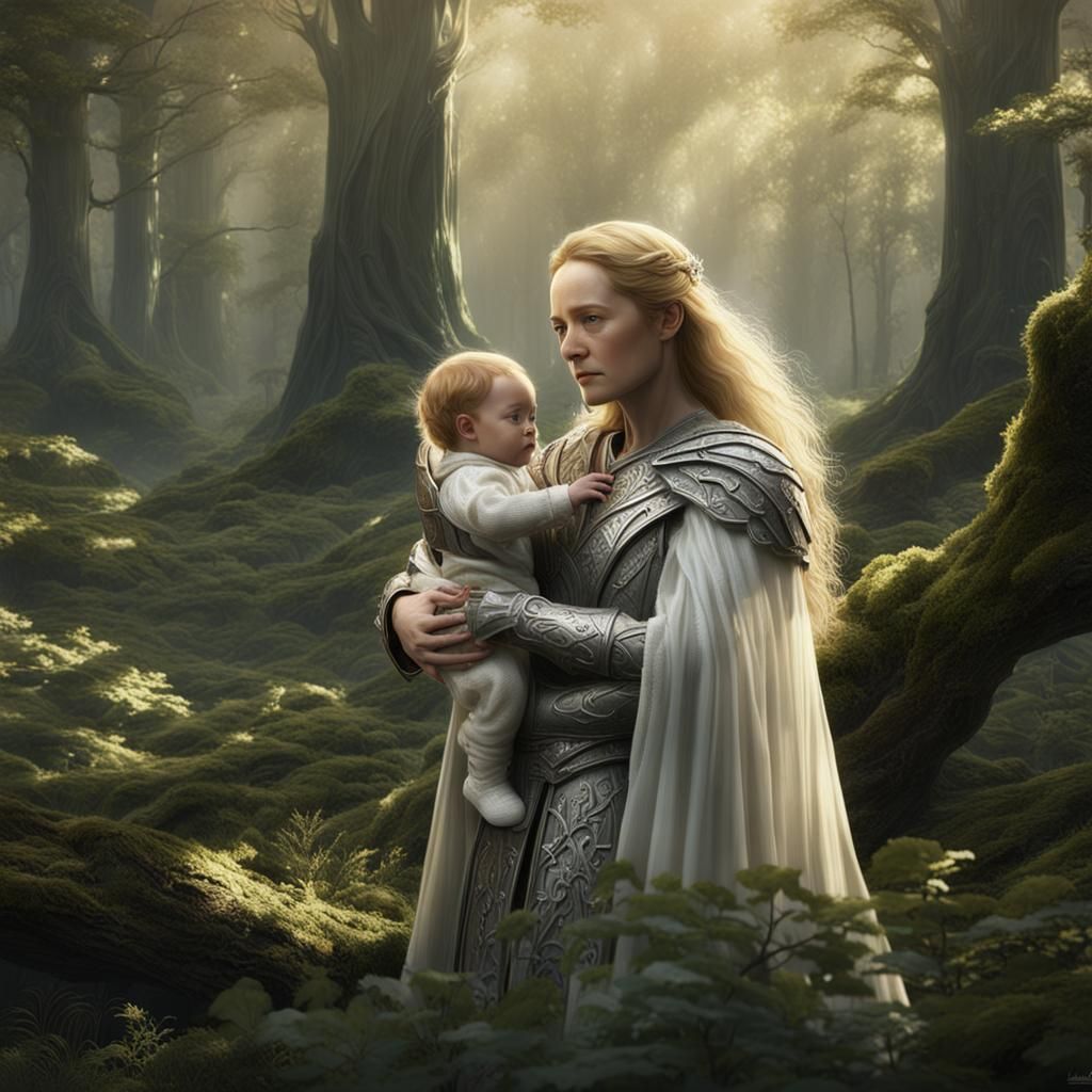 Eowyn and Her Son, in John Howe Style