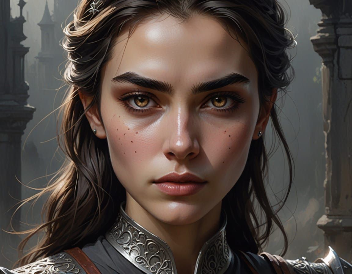 Serene Warrior Goddess in Triadic Hues