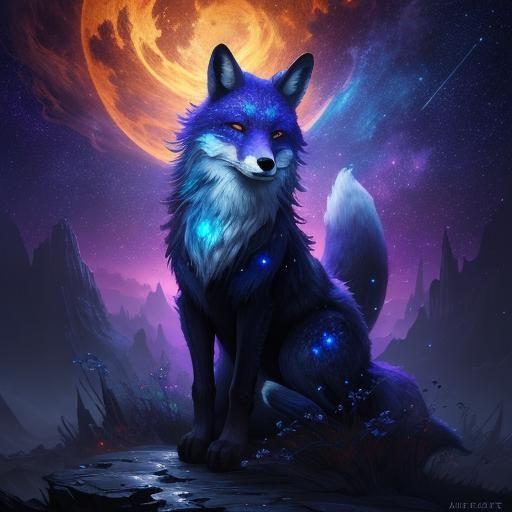 Magical Fox Made of Stars: Fantasy Concept Art