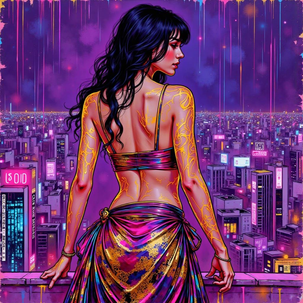 Aphrodite in Shibuya Neon Rain