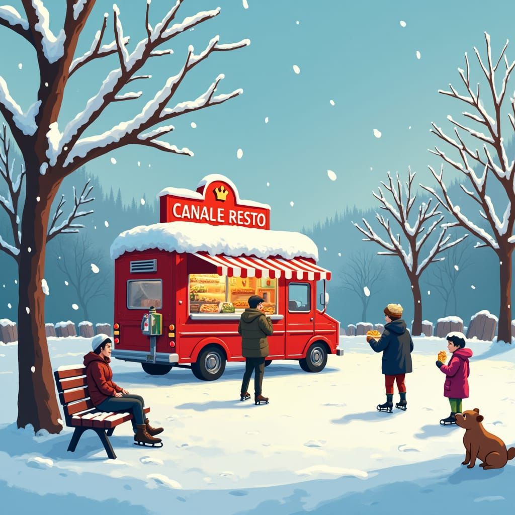 Canadian Winter Wonderland Food Truck Scene