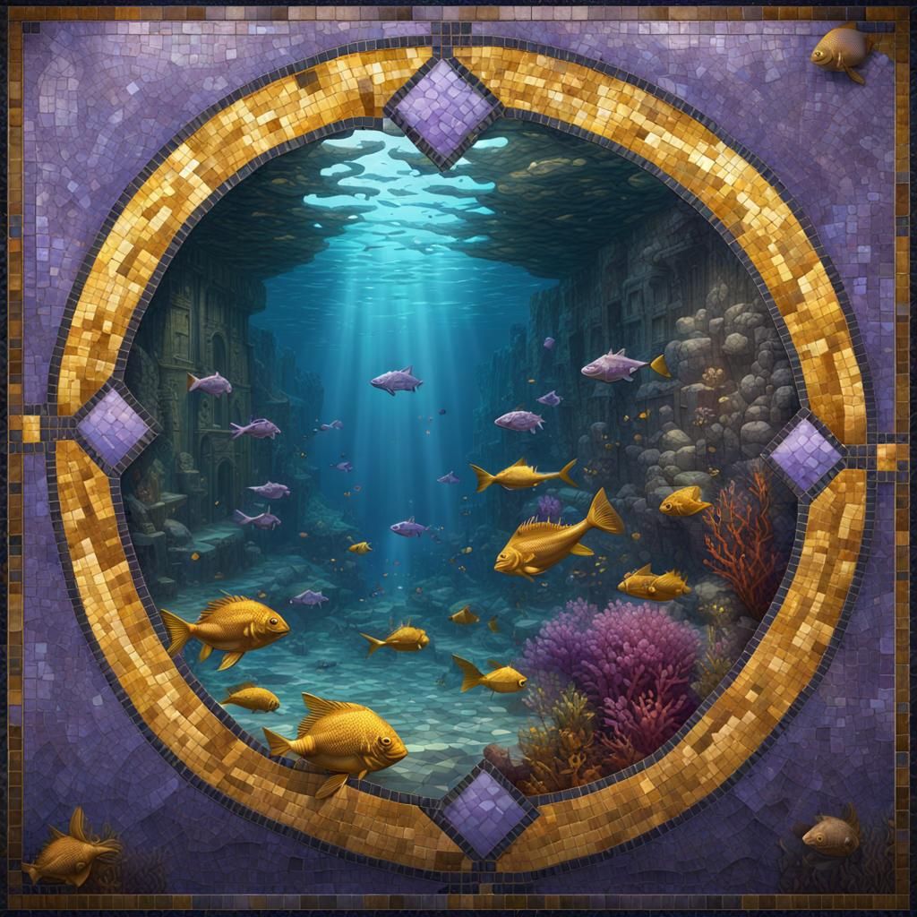 wall of mosaic with pisces