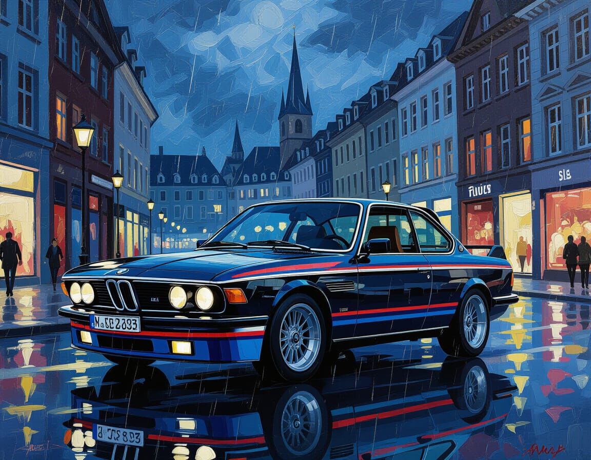 Black BMW CSL 3.0 with M Stripes in Frankfurt