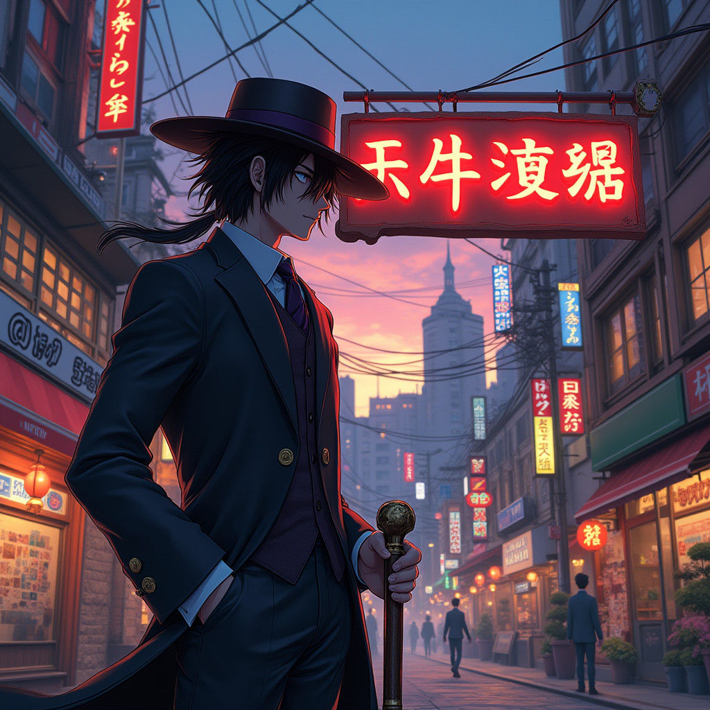 Kisuke Urahara Anime Shopkeeper in Hyper-Realistic Style