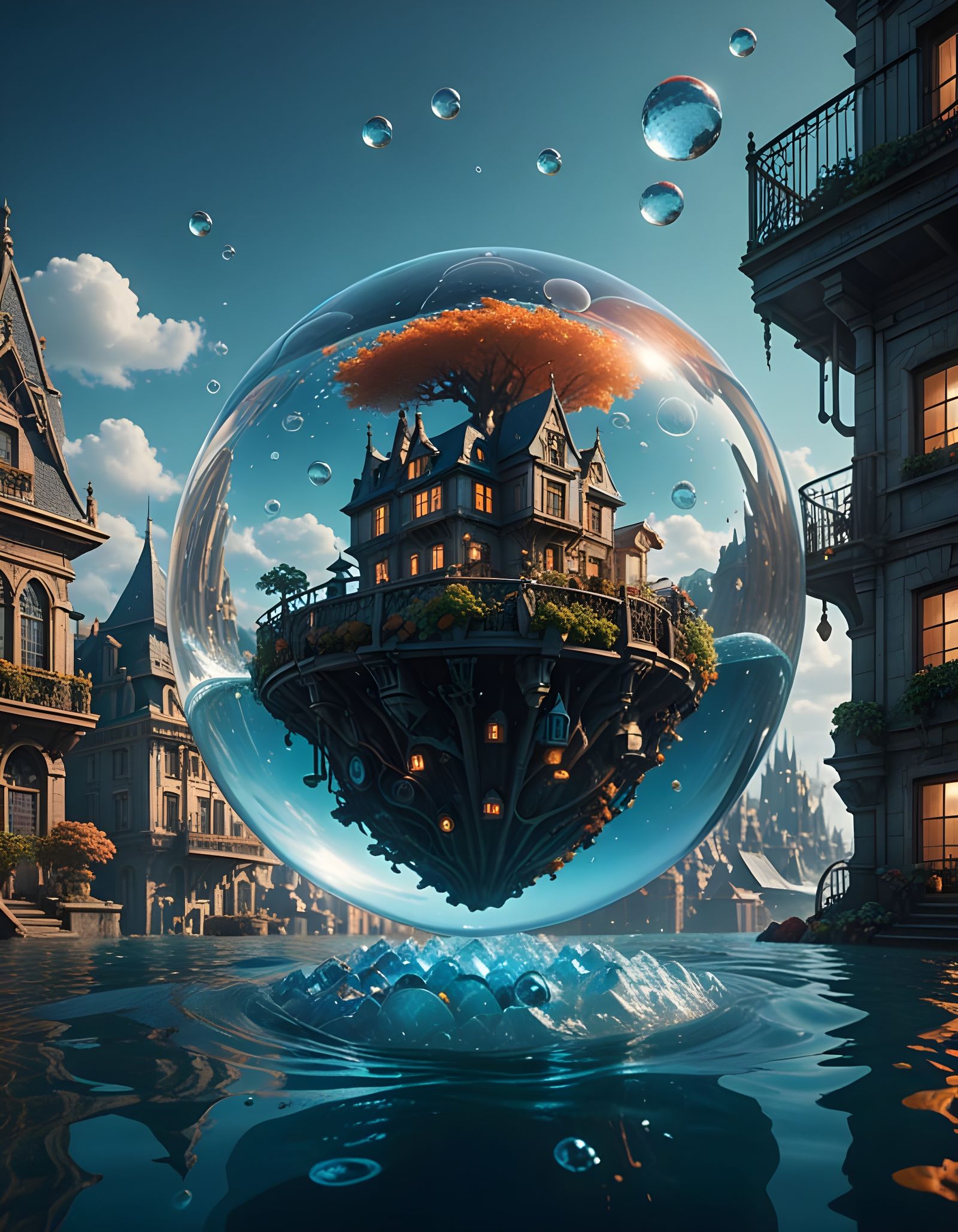 Underwater Kingdom Encapsulated in Glass Sphere