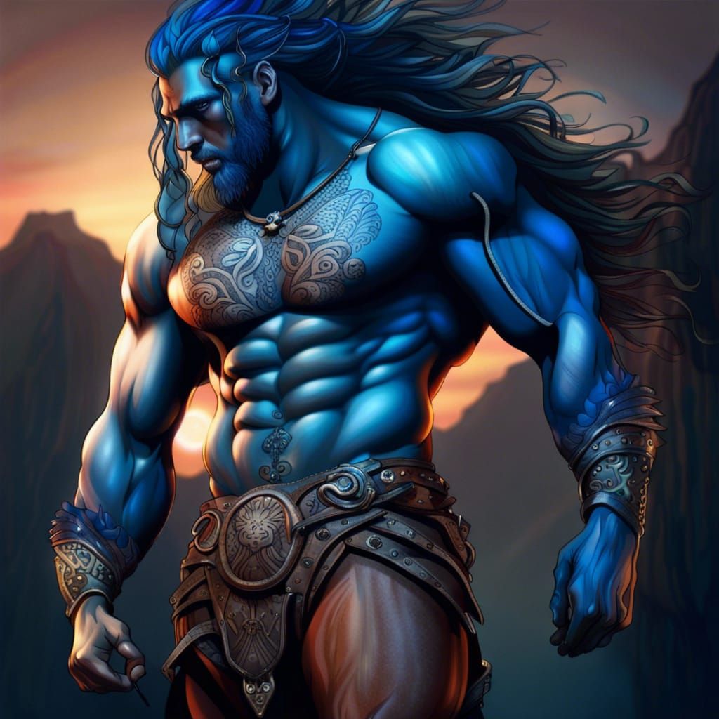 Muscular Centaur with Tattoos in Fantasy Art