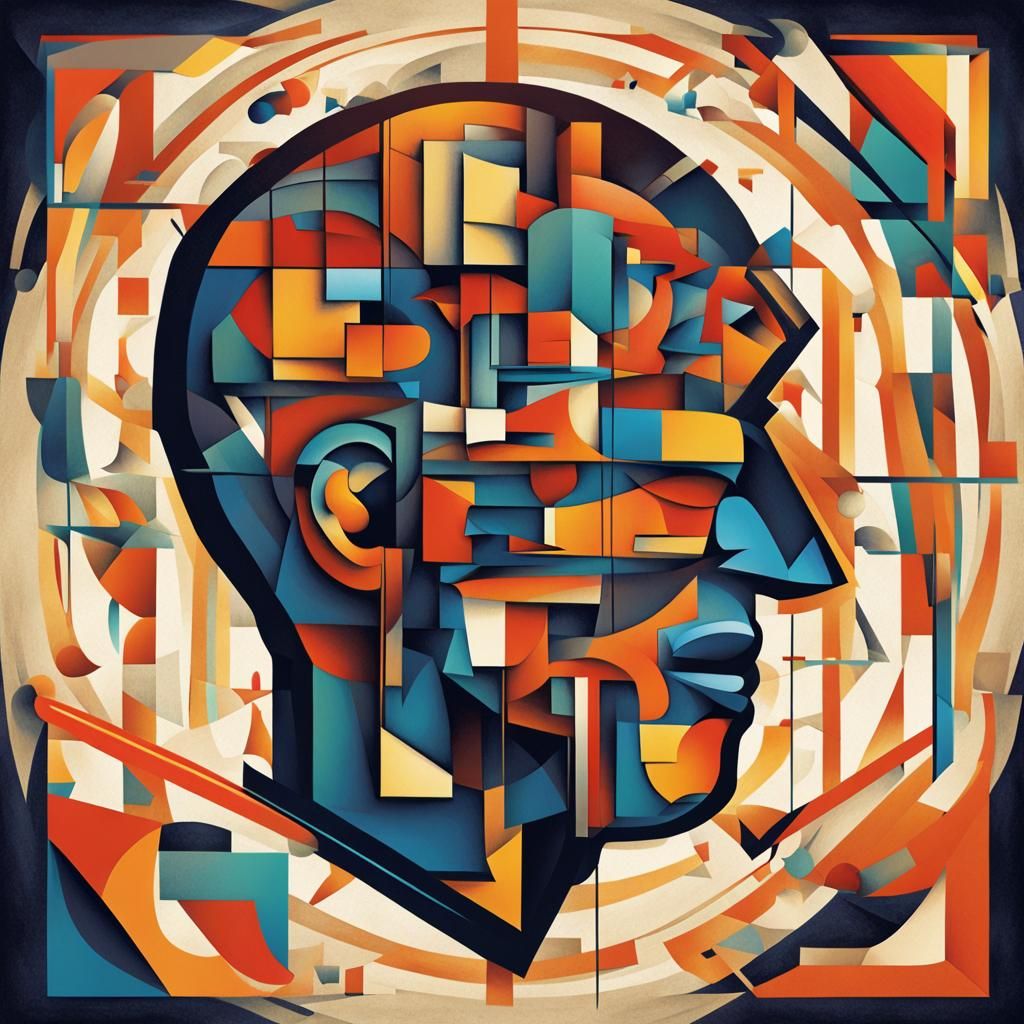 Cubist Brain in Geometric Fauvism Style